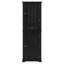 Grande armoire de rangement noire pour la salle de bain avec tiroir et tablette supérieure ouverte latérale