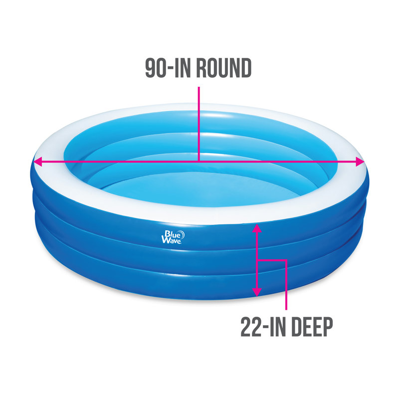 Piscine gonflable Blue Wave avec couvercle - piscine ronde de 7,5 pieds à installation rapide pour les familles - piscine durable de 22 po de profondeur pour enfants et adultes