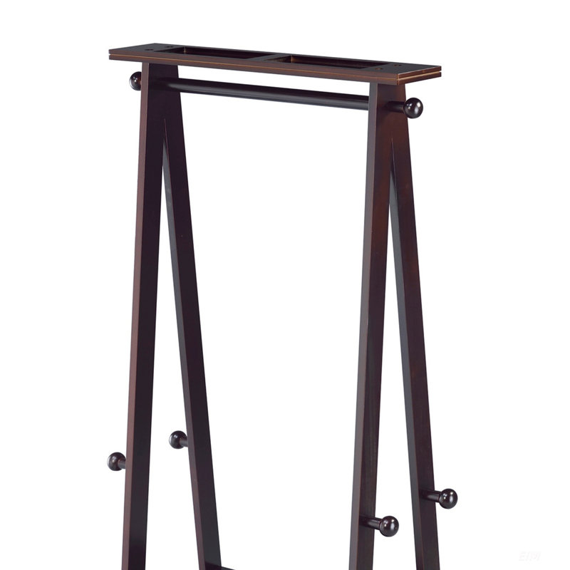 59 Inch Tall Wooden Garment And Coat Rack With Shelves, Dark Espresso Finish For Maximum Storage And Style, Espresso