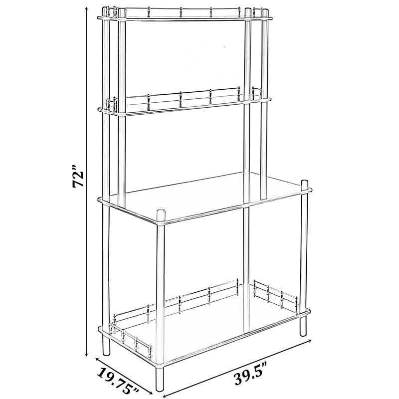 Classy and Elegant 4 Tiered Multifunctional Wooden Open Bar Shelves, Modern Console Table, Black