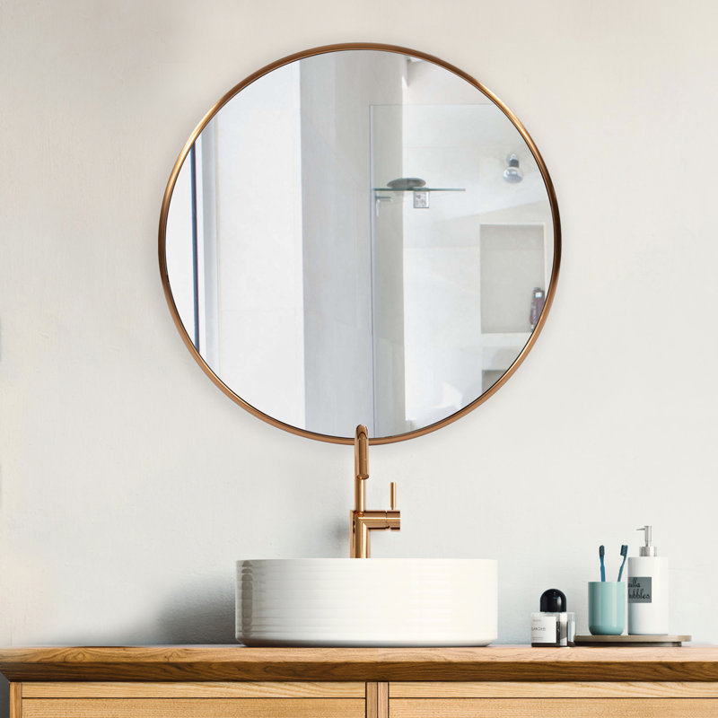 Yorkville Round Stainless Steel Mirror, Brass, 20" x 20"