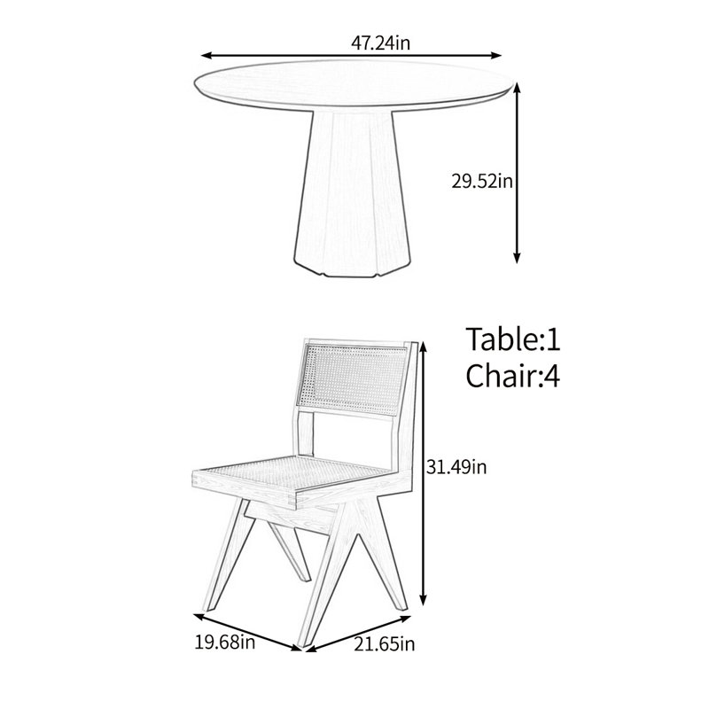 Ensemble de table Creative en bois massif