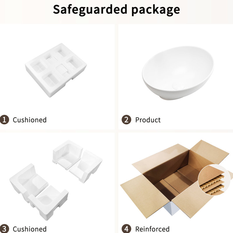 16" X 13" 5.5" White Oval Countertop Ceramic Sink For Bathroom - Elegant Look, Material, Hassle Cleaning Vanity Construction, Easy To Clean, Ideal Compact Bathrooms