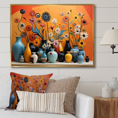 «Orange Boho Pottery Expressions II», art mural Boho