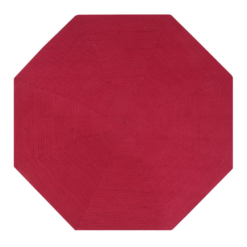 Vienne Solid Color Machine Made Braided Polypropylene Indoor Outdoor Area Rug, Octagonal 8', Burgundy