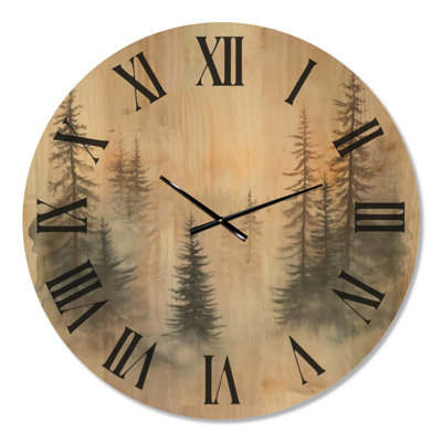 Large Scenic Wood Wall Clock – Winter Forest Lake Landscape
