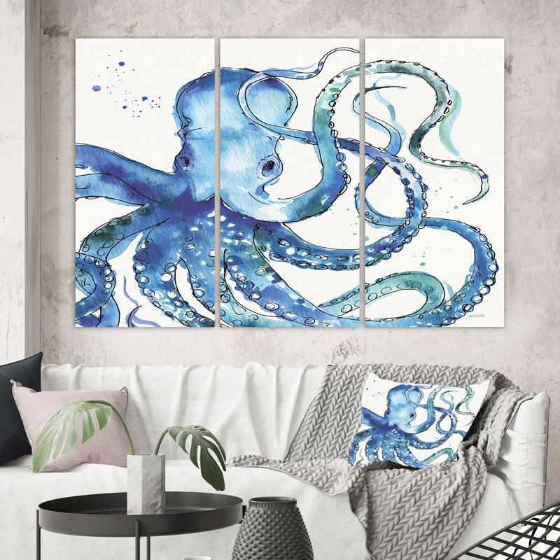 «Blue Deep Sea», reproduction d'art sur toile tendue à plusieurs images, H 28 po x l 36 po x P 1 po