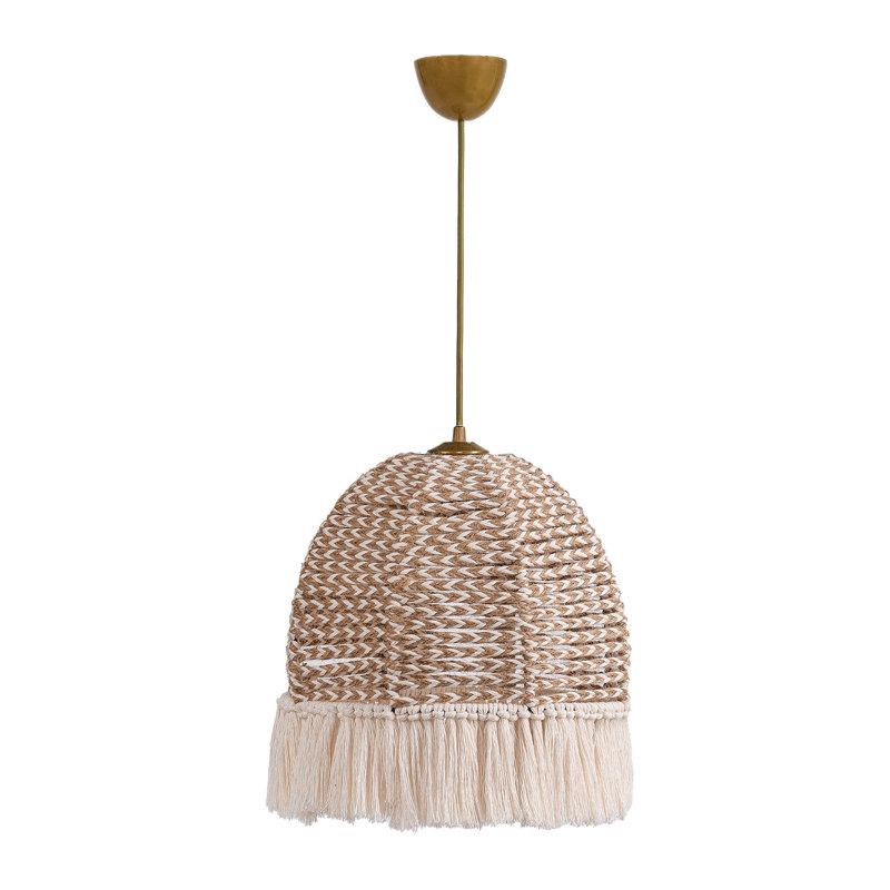 Élégant lustre bohémien de couleur écru, 11,8 po de diamètre x 31,5 po de hauteur | Corps en plastique durable et capuchon en coton | Douille E27, 40 W maximum | Parfait pour la décoration rustique et rustique, luminaire élégant