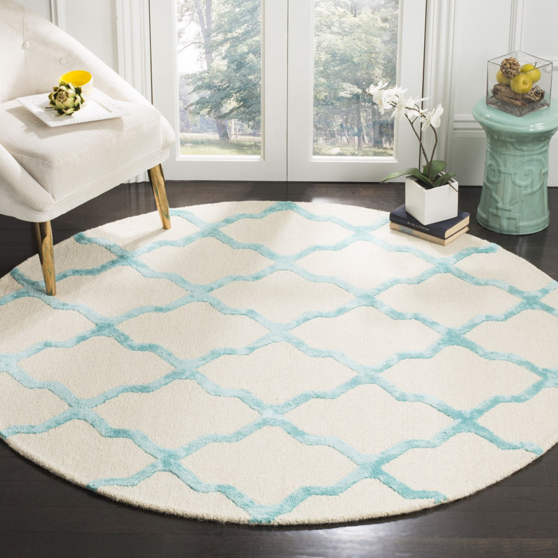 Cambridge Hand Tufted Wool, Viscose Geometric Rug, Round 6'