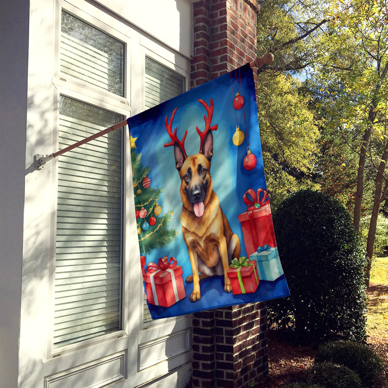 Drapeau de Noël maison de renne, Malinois belge