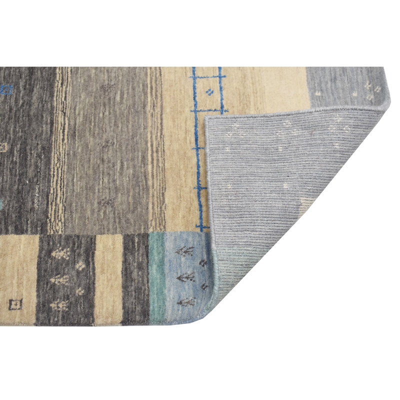 Handmade Wool Striped Area Rug, Rectangle 4' x 6'