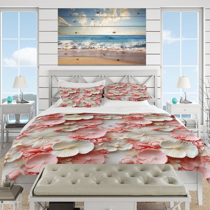 Ensemble de housse de couette Seashell Whispers, Housse de couette pour très grand lit et 2 très