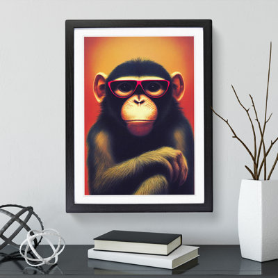 A Monkey In Glasses No.5 - Single Picture Frame Print