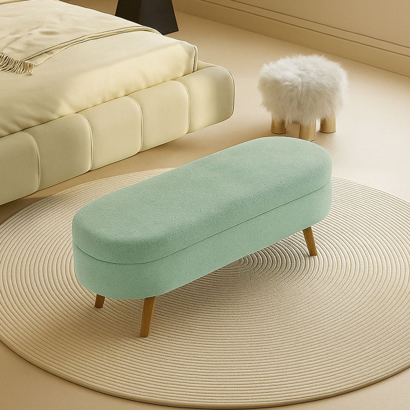 Banc de rangement rembourré Modern, Cyan