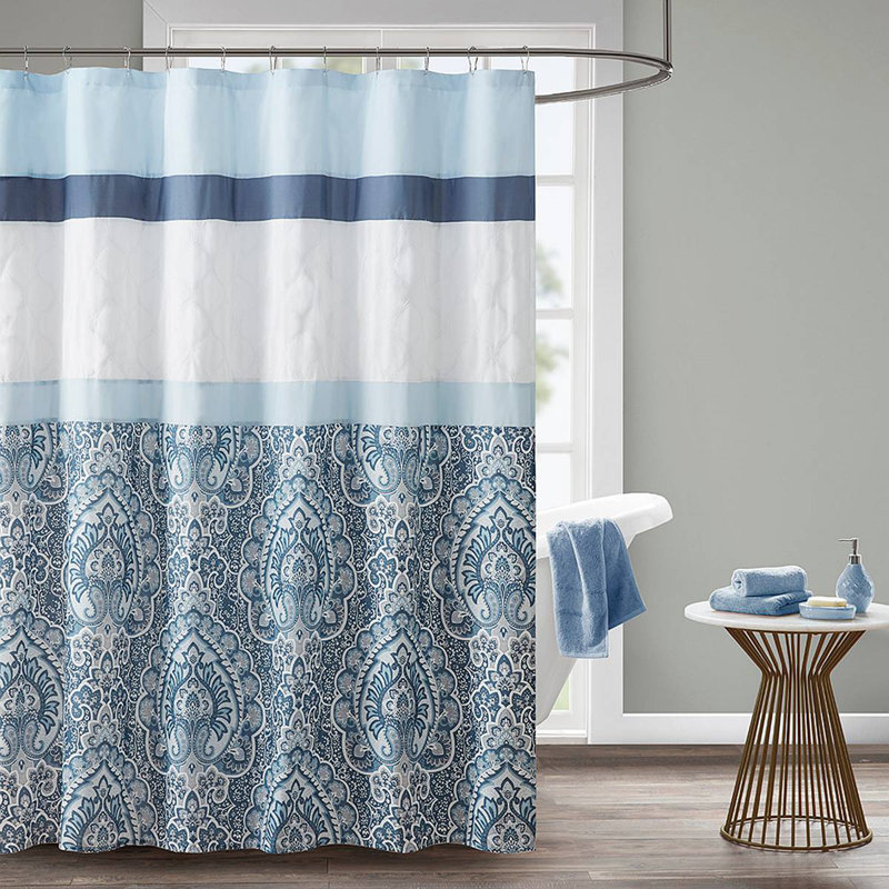 Printed And Embroidered Shower Curtain