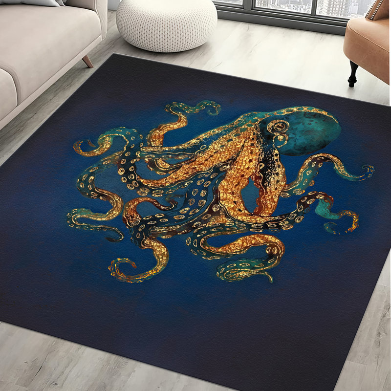 Floral Pattern Soft Non-Woven Printed Rug Perfect for Enhancing Your Living Room or Bedroom Decor, Square 43''