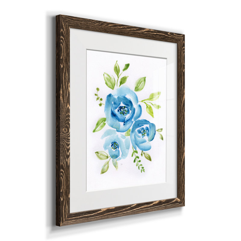 Blue Morning Bouquet II - imprimé, Noyer, H 24 po x l 18 po x P 1,5 po