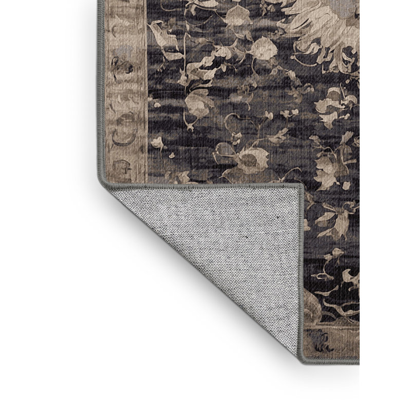 Machine Washable Gray Area Rug, Square 6'