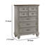 Commode haute Giny, 5 tiroirs, bois d'acacia brun et gris antique