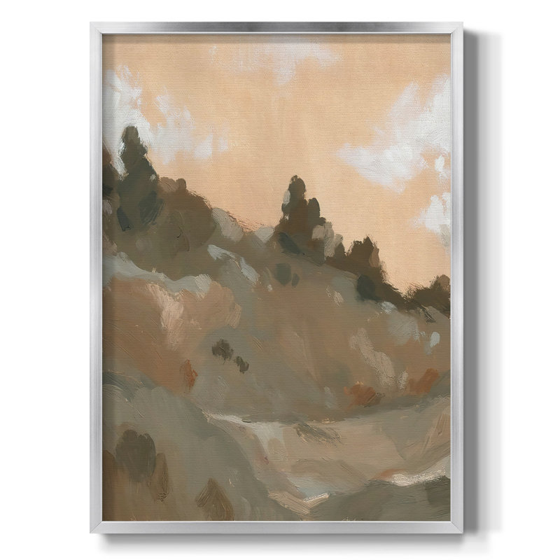 Hillside Walking Path II - peinture sur toile encadrée, Toile avec cadre argenté, Pas de tapis, H 20 po x l 16 po x P 1 po