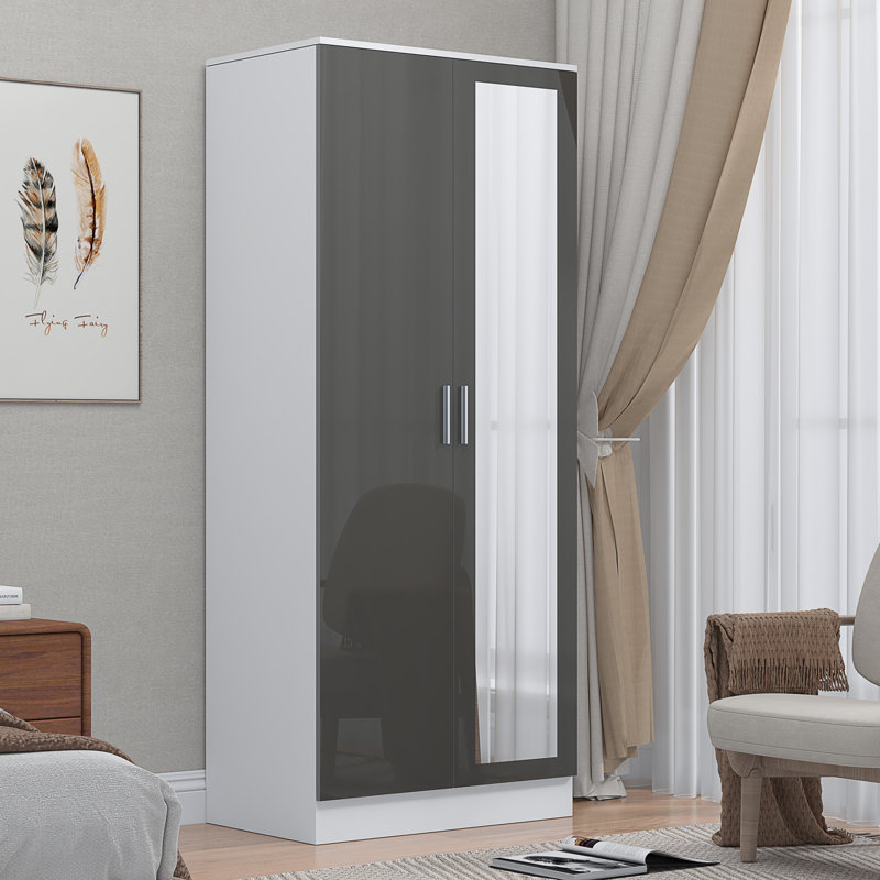 Osbourne 2 Door Wardrobe, Matte White/Gloss Grey