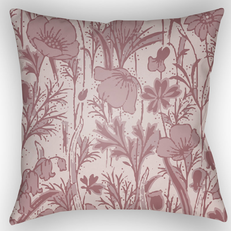Chinoiserie Floral Indoor/Outdoor Throw Pillow, Pink, 20" H x 20" W x 2" D