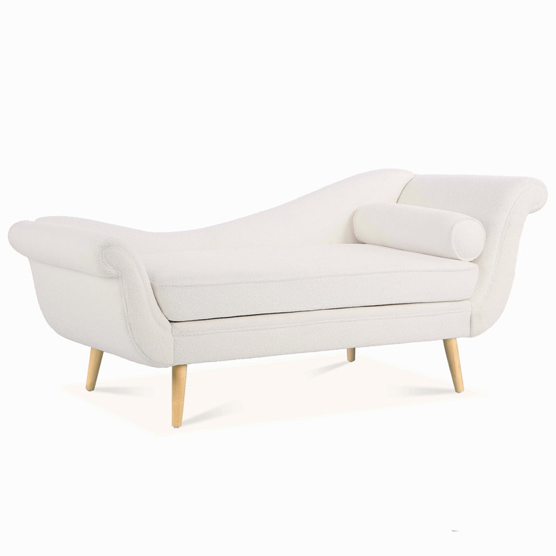 Chaise longue avec accoudoirs à volutes, Blanc