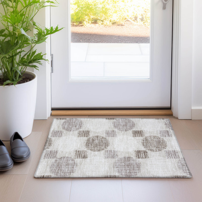 Premium Machine Washable Prisco Beige Rug, Rectangle 1'8" x 2'6"