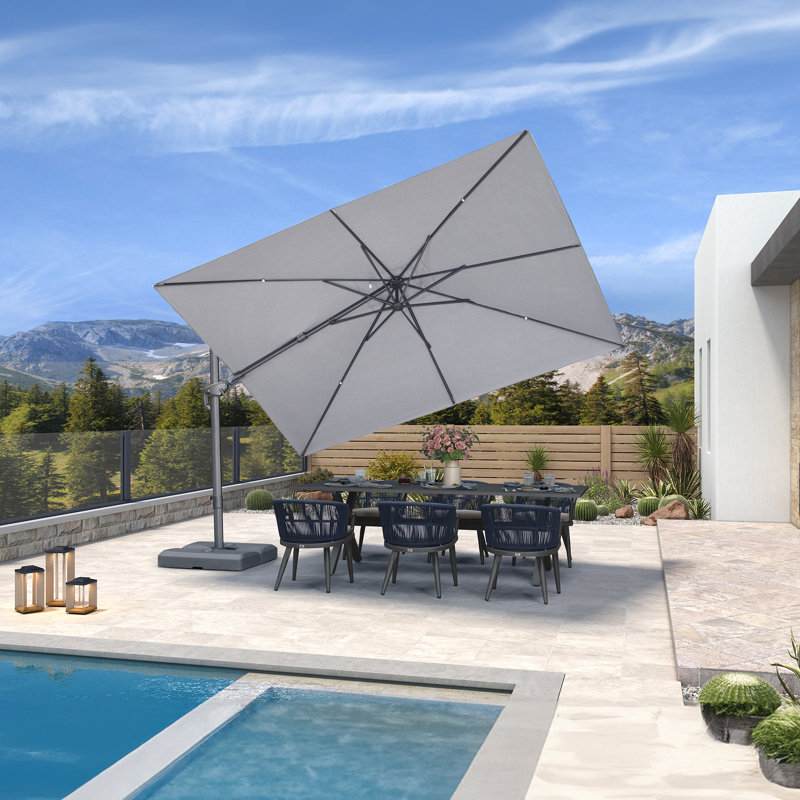 Cantilever Parasol, Pebble Grey, 264.2cm H x 335.3cm W x 243.8cm D