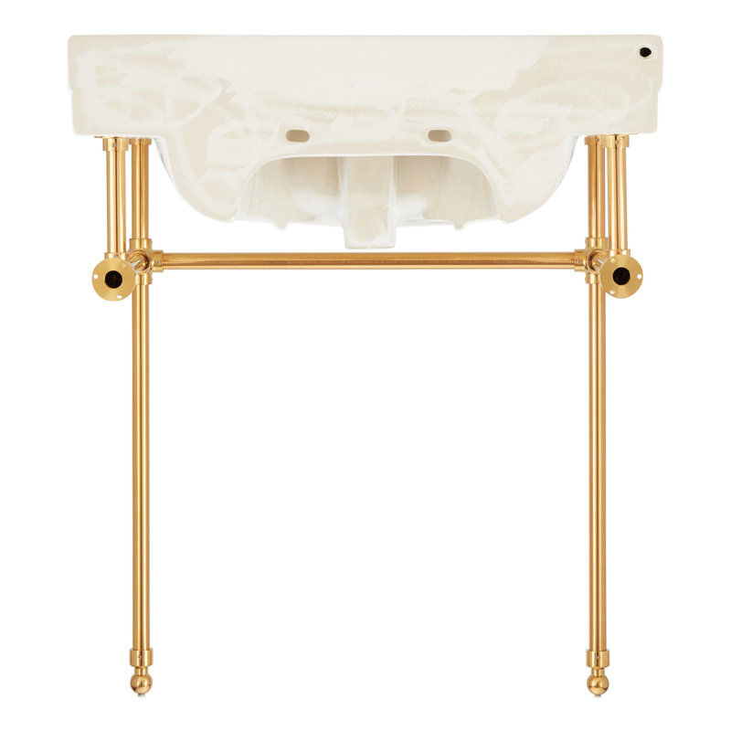 30" Cierra 31" Tall Vitreous China Rectangular Console Bathroom Sink with Overflow, Brushed Gold