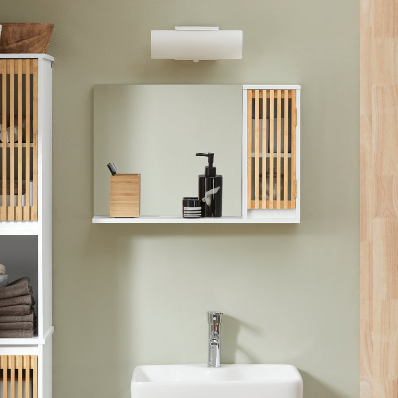 Nasiha Rectangle Wall Mirror with Shelves
