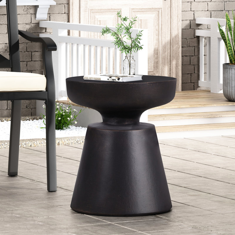 Table décorative d'extérieur en béton léger, cuivre, chic moderne, aucun assemblage requis pour une installation instantanée