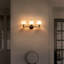 Applique murale à bras moderne à 3 lumières avec abat-jour en verre côtelé noir mat - l 22,24 po câblé avec lumière à intensité variable pour le couloir du salon