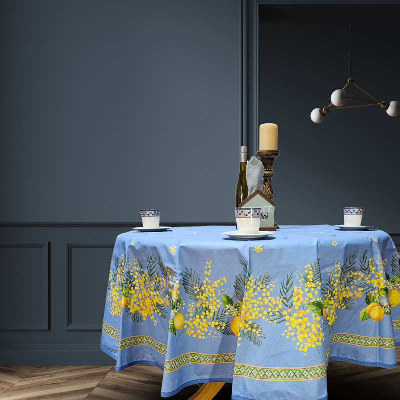 Nappe essuyable, résistante aux taches et enduite d'acrylique, Bleu
