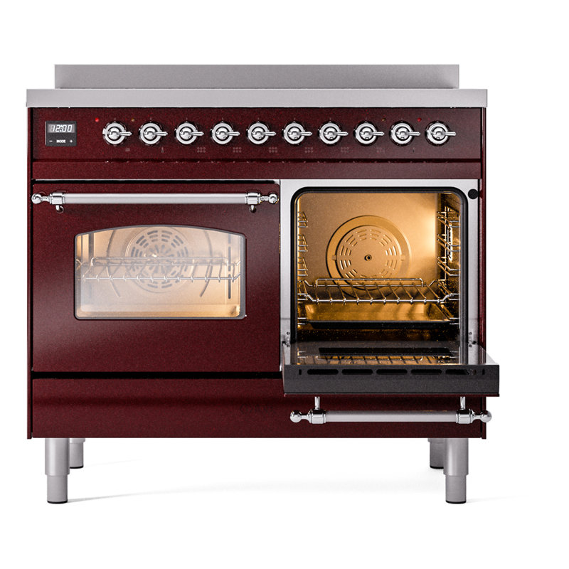 ILVE Nostalgie II 40 in Induction Range, Burgundy/Chrome