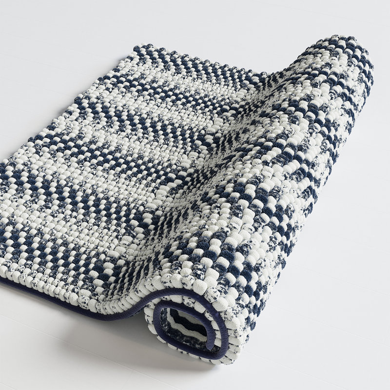 Yanira Chenille, Microfiber / Microsuede Bath Mat, Dark Blue