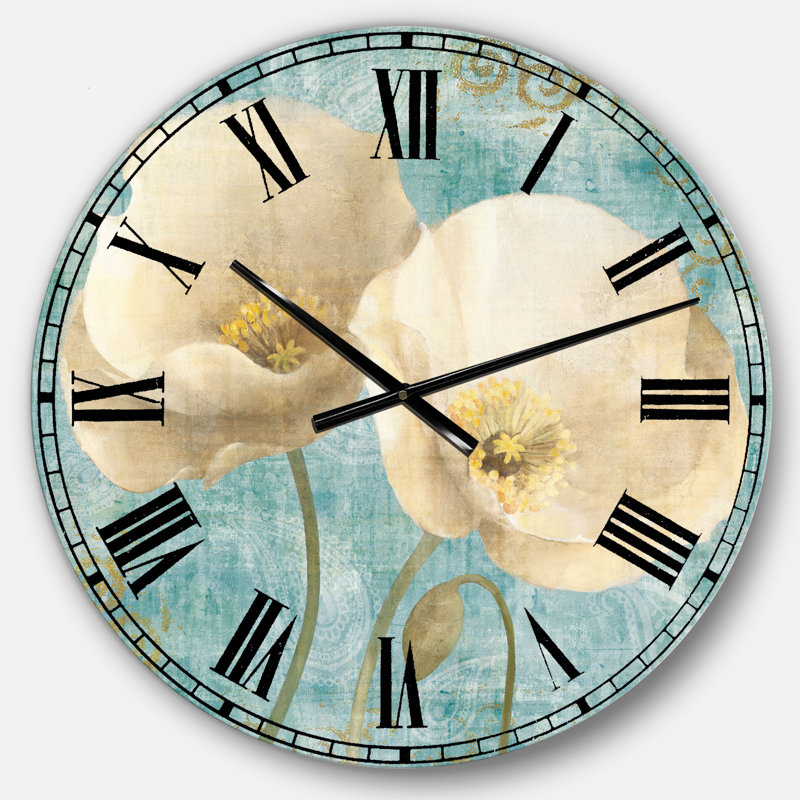 Swigart Bouquet Poppies on Paisley II - Horloge murale maison de campagne, Moyen