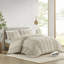 3 pièces édredon taupe très grand / très grand - rembourrage 100% coton à rayures alternées et garniture contrastante lavable à la machine grande taille rayé par