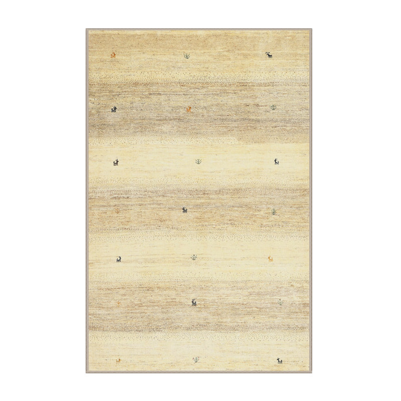 Tapis beige / gris à motif abstrait Mullica, Rectangle 4 pi x 6 pi
