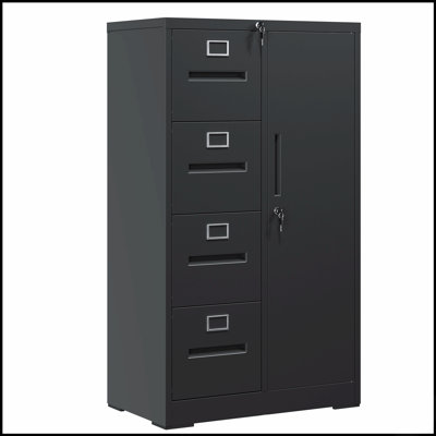 Classeur vertical en métal durable avec serrure, 4 tiroirs et 1 porte pour la gestion organisée des documents dans divers environnements