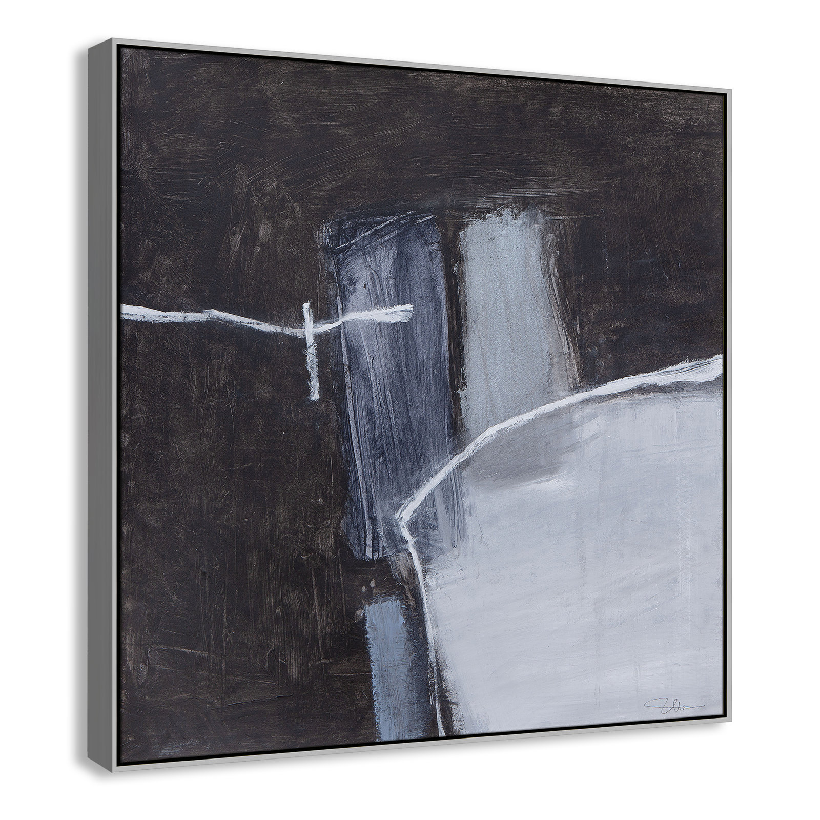 Graphite Gemstones I Print by Casa Fine Arts, Silver, 46.5" H x 46.5" W