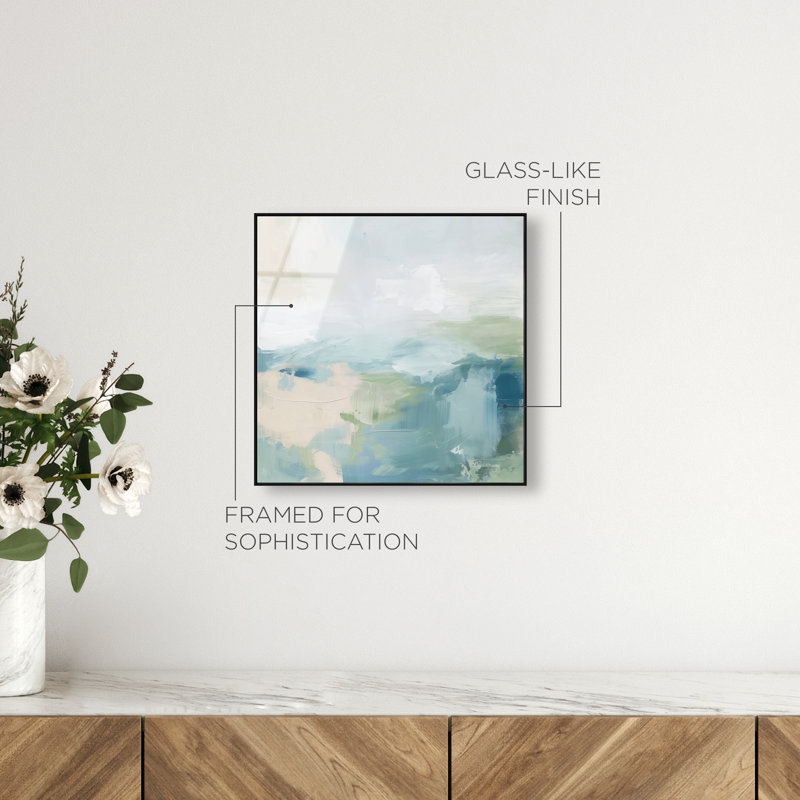 Turquoise Echoes I High-Gloss Frameless Acrylic Glass Wall Art Abstract Print by Oliver Gal, Ready to Hang, 12 x 12