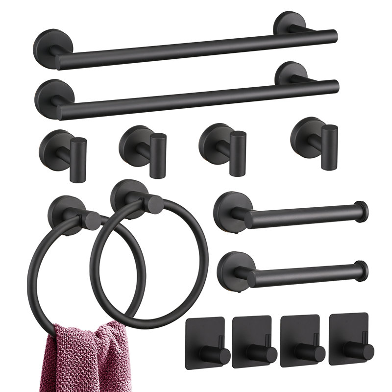 14-pieces Matte Black Bathroom Accessories Set