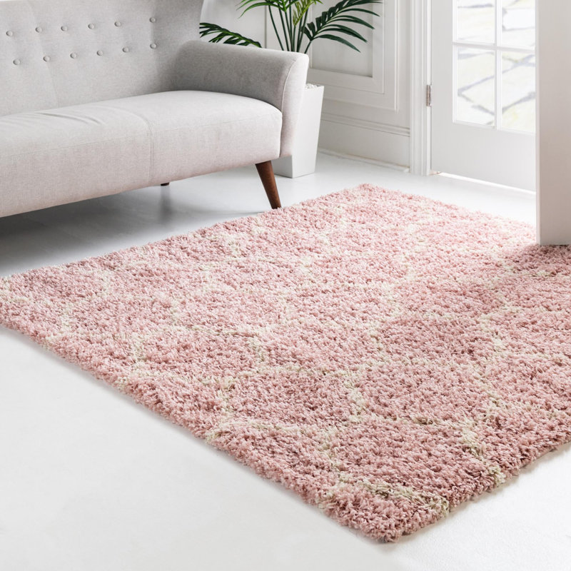 Tapis contemporain de couleur rose Annehild, Carré 5 pi 3 po