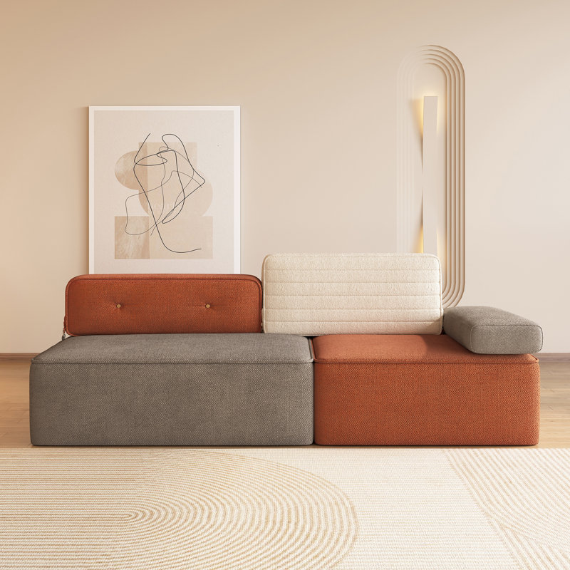 Canapé modulaire 79,9 "à blocs de couleur, tissu de flanelle, amovible et lavable