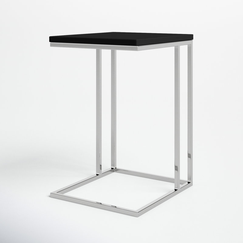 Hampshire End Table, Black Top/Silver Base
