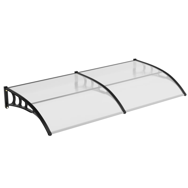 Transparent 40x80 Inch Clear Polycarbonate Outdoor Door Awning Canopy with Sturdy Plastic Steel Bracket, Home Window and Entrance Shelter with All-Weather Protection