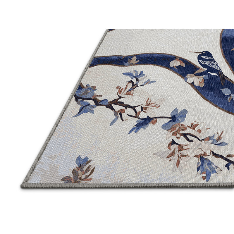 Machine Washable Gray Area Rug, Rectangle 4' x 6'