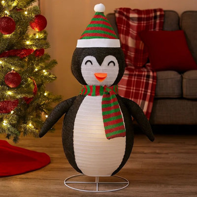 Décoration de Noël Mani, pingouin des neiges 4 pi, 120 lumières DEL, blanc et noir