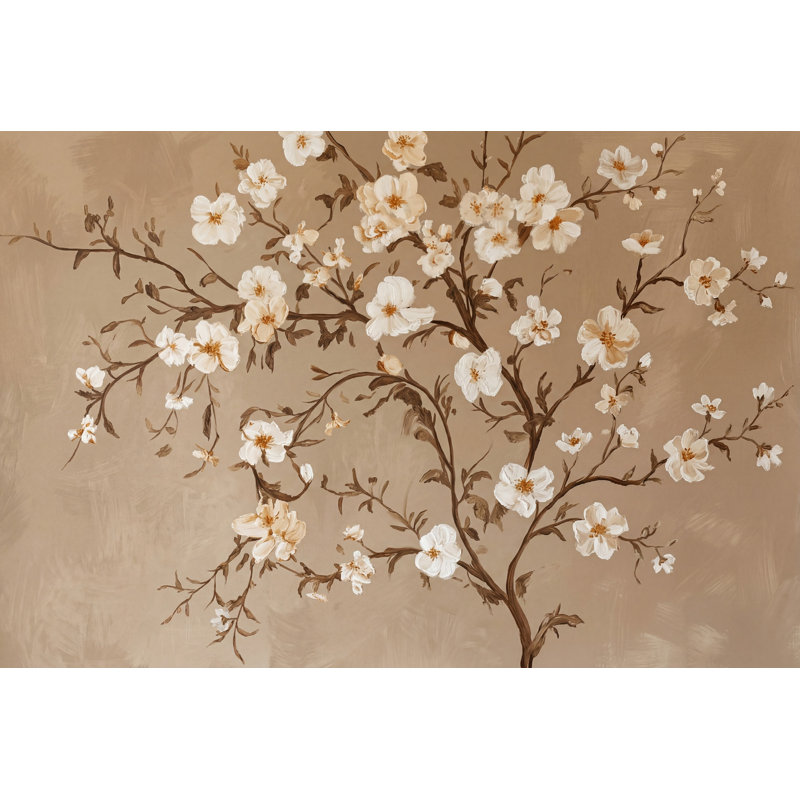 Décoration murale amovible à motif floral avec fleurs et fleurs blanches, 200 po x 120 po, Peler et coller